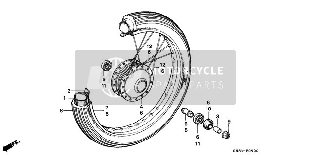 Honda C90M 1996 Front Wheel for a 1996 Honda C90M